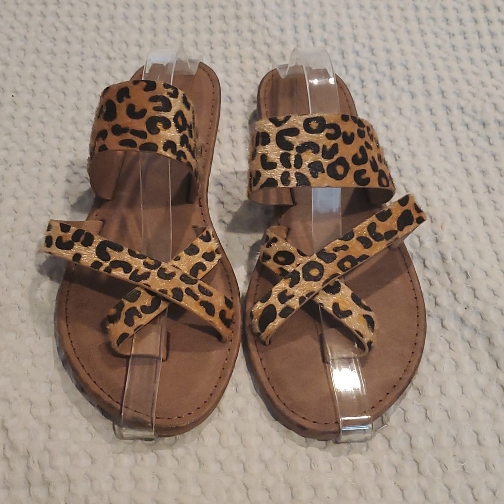 SEVEN 7 MALDIVES SANDALS ANIMAL PRINT SLIP ON SZ 11 (#21)